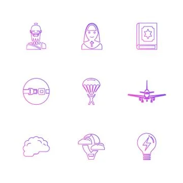 Religion , networks , user interface , web , eps icons set vector Stock Illustration