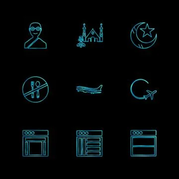 Religion , networks , user interface , web , eps icons set vector Stock Illustration