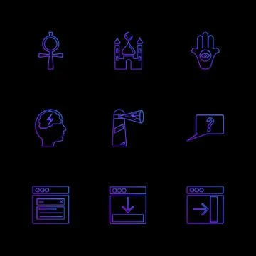 Religion , networks , user interface , web , eps icons set vector Illustrazione stock