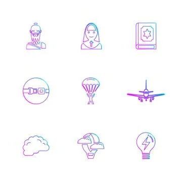 Religion , networks , user interface , web , eps icons set vector Stock Illustration