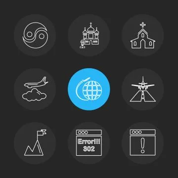 Religion , networks , user interface , web , eps icons set vector Stock Illustration