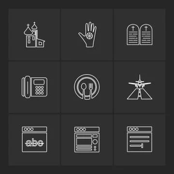 Religion , networks , user interface , web , eps icons set vector Stock Illustration
