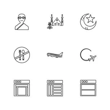 Religion , networks , user interface , web , eps icons set vector Illustrazione stock