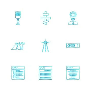 Religion , networks , user interface , web , eps icons set vector Stock Illustration