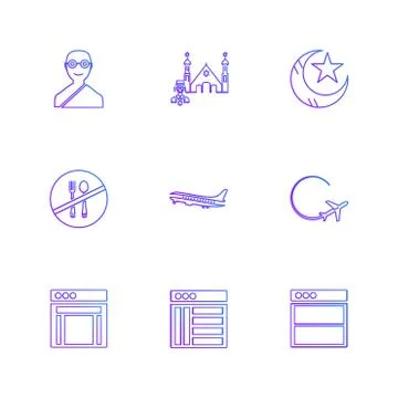 Religion , networks , user interface , web , eps icons set vector Stock Illustration