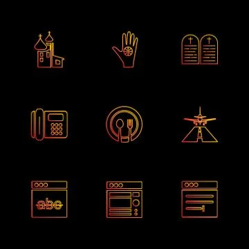 Religion , networks , user interface , web , eps icons set vector Stock Illustration