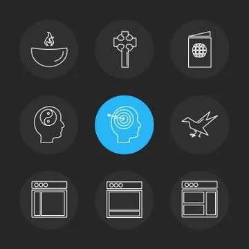 Religion , networks , user interface , web , eps icons set vector Illustrazione stock