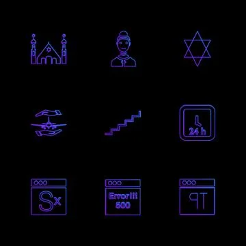 Religion , networks , user interface , web , eps icons set vector Stock Illustration