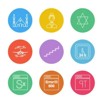 Religion , networks , user interface , web , eps icons set vector Stock Illustration