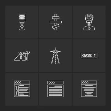 Religion , networks , user interface , web , eps icons set vector Stock Illustration