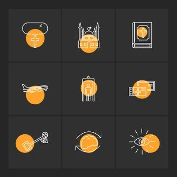 Religion , networks , user interface , web , eps icons set vector Stock Illustration