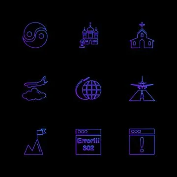 Religion , networks , user interface , web , eps icons set vector Stock Illustration