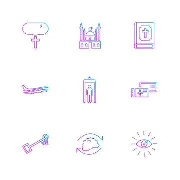 Religion , networks , user interface , web , eps icons set vector Stock Illustration