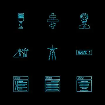 Religion , networks , user interface , web , eps icons set vector Stock Illustration