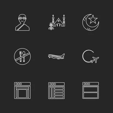 Religion , networks , user interface , web , eps icons set vector Stock Illustration