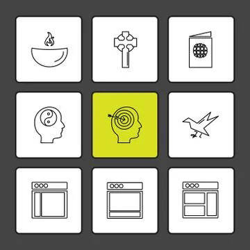 Religion , networks , user interface , web , eps icons set vector Stock Illustration