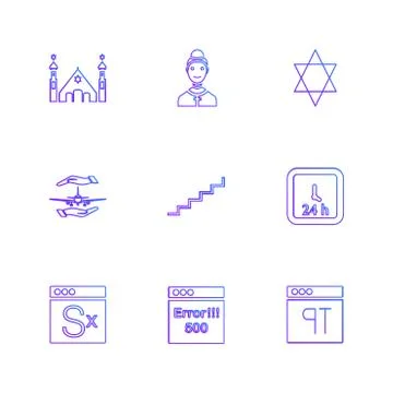 Religion , networks , user interface , web , eps icons set vector Stock Illustration