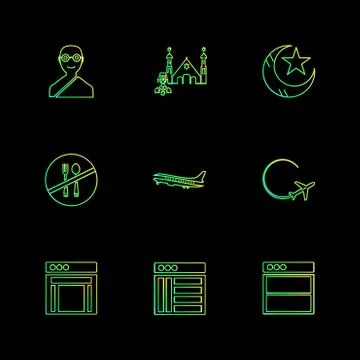 Religion , networks , user interface , web , eps icons set vector Stock Illustration