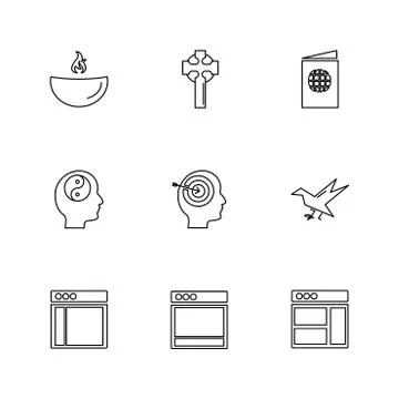 Religion , networks , user interface , web , eps icons set vector Stock Illustration