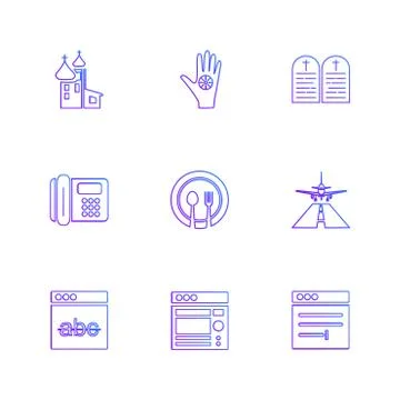 Religion , networks , user interface , web , eps icons set vector Stock Illustration
