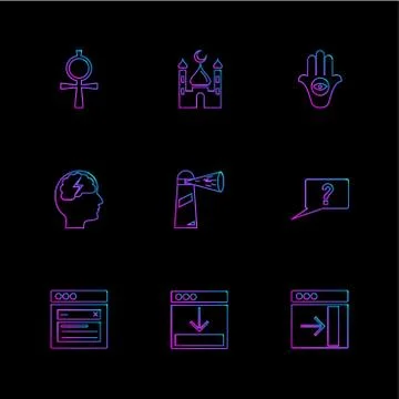 Religion , networks , user interface , web , eps icons set vector Stock Illustration