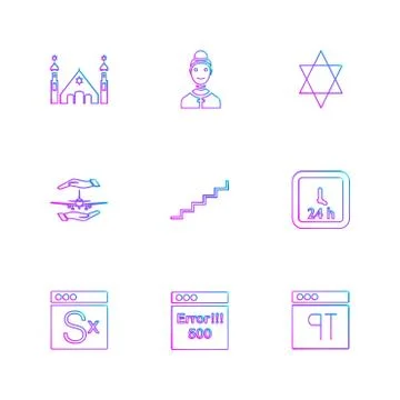 Religion , networks , user interface , web , eps icons set vector Stock Illustration