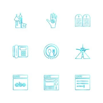 Religion , networks , user interface , web , eps icons set vector Stock Illustration