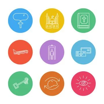 Religion , networks , user interface , web , eps icons set vector Stock Illustration