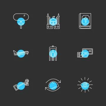 Religion , networks , user interface , web , eps icons set vector Stock Illustration