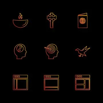 Religion , networks , user interface , web , eps icons set vector Stock Illustration
