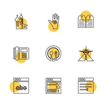 Religion , networks , user interface , web , eps icons set vector Illustrazione stock