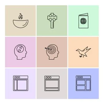 Religion , networks , user interface , web , eps icons set vector Illustrazione stock