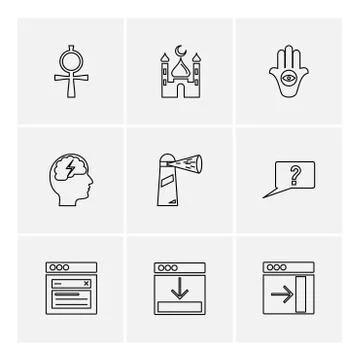 Religion , networks , user interface , web , eps icons set vector Illustrazione stock