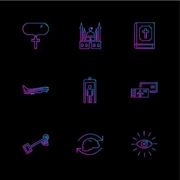 Religion , networks , user interface , web , eps icons set vector Stock Illustration