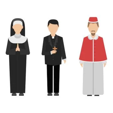 Religion people characters vector group of different nationalities human wearing Stock Illustration