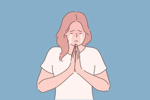 Religion, praying, begging concept Stock Illustration
