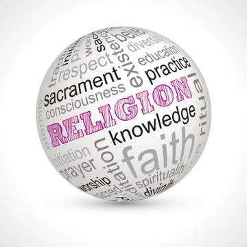 Religion theme sphere with keywords Stock Illustration