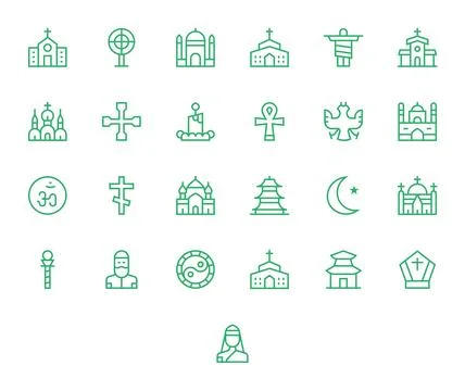 Religion Vector Icon Toolkit featuring 25 Pixel Optimized 256x256 Regular L.. Stockillustratie