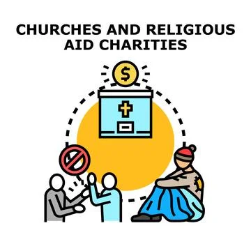 Religious aid charities giving help resolving problems Stock Illustration