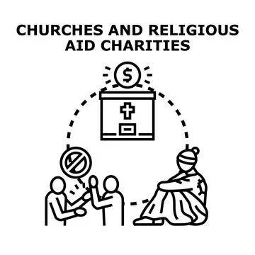 Religious aid charities giving help resolving problems Stock Illustration