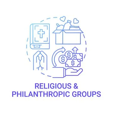 Religious and philanthropic groups concept icon Stock Illustration