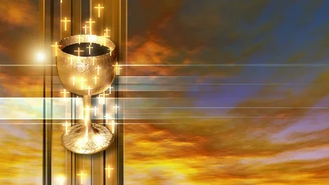 A religious background of a goblet in the Sky Stock Footage 87857123