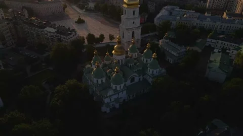 Religious building, ancient monastery in Kyiv, Pechersk Lavra, landmark, 4k Stock Footage 166282903
