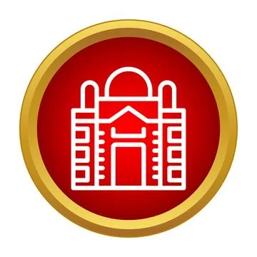 Religious building symbol in gold circle frame Stock Illustration