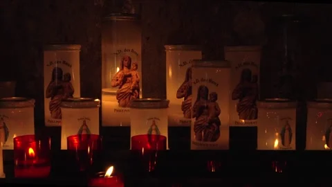 Religious Candle Lights Moving Baux Stock Footage 345240760
