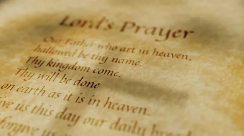 Religious Christian Text Lords Prayer Stock Footage
