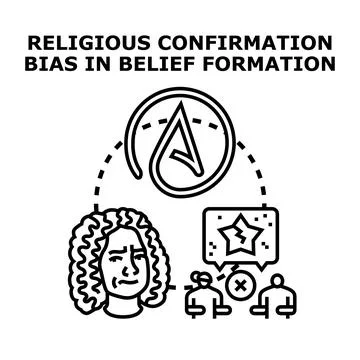 Religious confirmation bias blocking belief formation understanding Stock Illustration