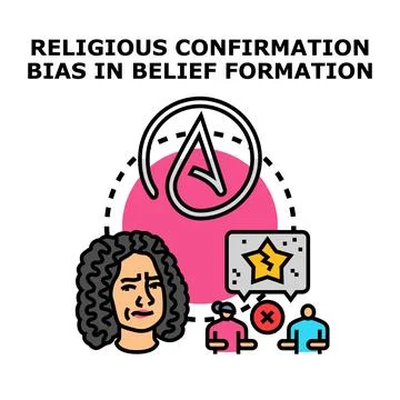 Religious confirmation bias blocking belief formation understanding Stock Illustration