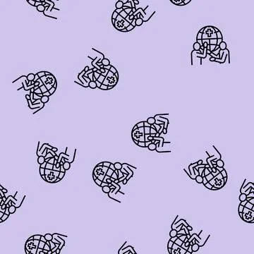 Religious conflicts social problem line seamless pattern Stock Illustration