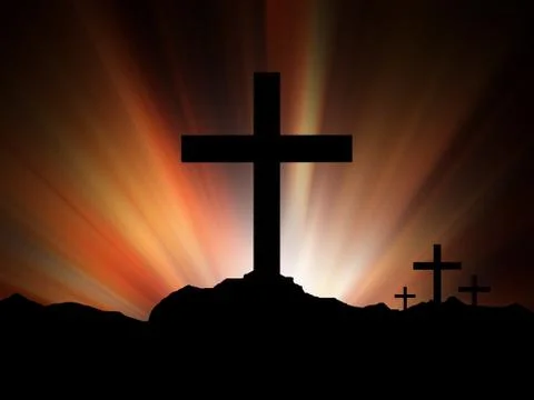 Religious Crucifix Sunset 스톡 일러스트